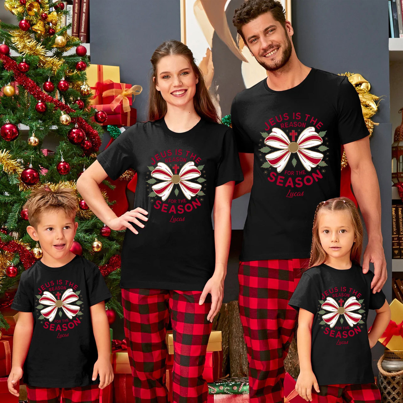 Personalized Jesus Is The Reason For The Season Christmas Family Matching Shirts