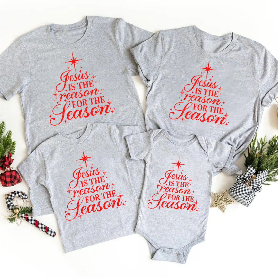 Personalized Jesus Is The Reason For The Season Family Matching Shirts
