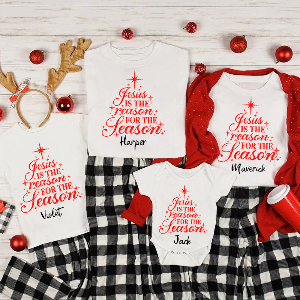 Personalized Jesus Is The Reason For The Season Family Matching Shirts