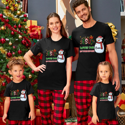 Personalized Jesus Loves You But I'm His Favorite Snowman Family Matching Shirts