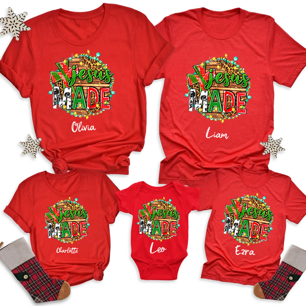 Personalized Jesus Made Christian Family Matching Shirts