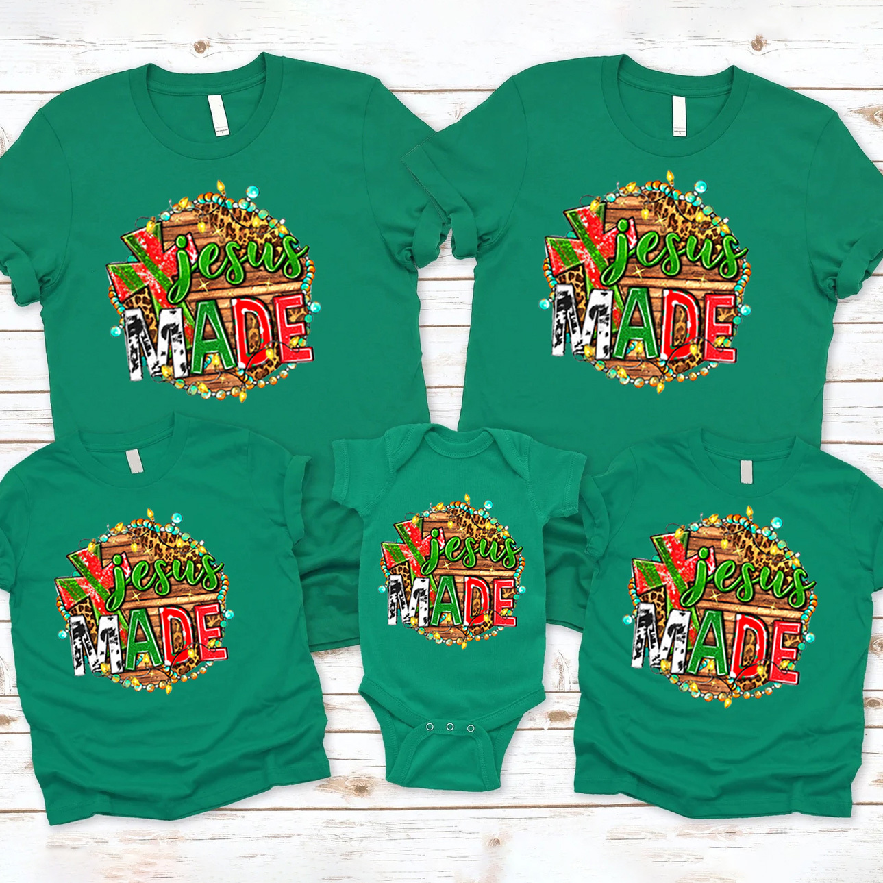 Personalized Jesus Made Christian Family Matching Shirts
