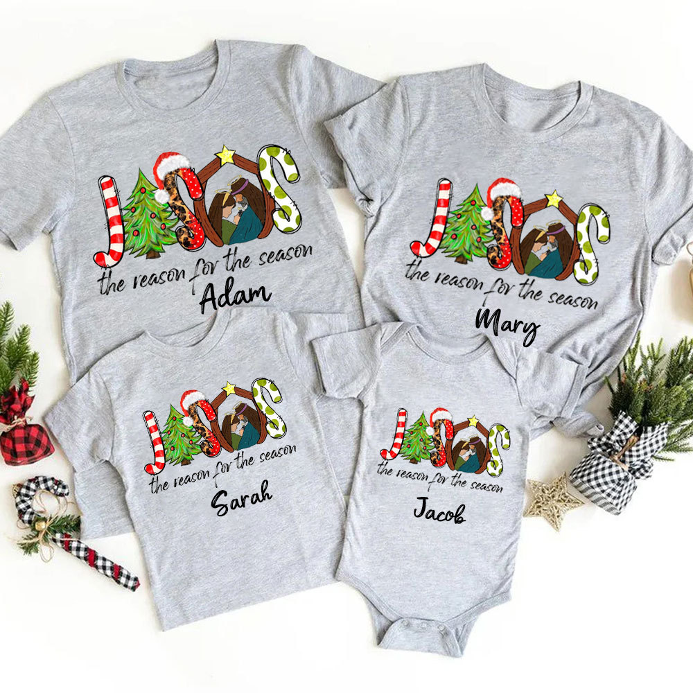 Personalized Jesus Reason For The Season Plaid Christmas Family Matching Shirts