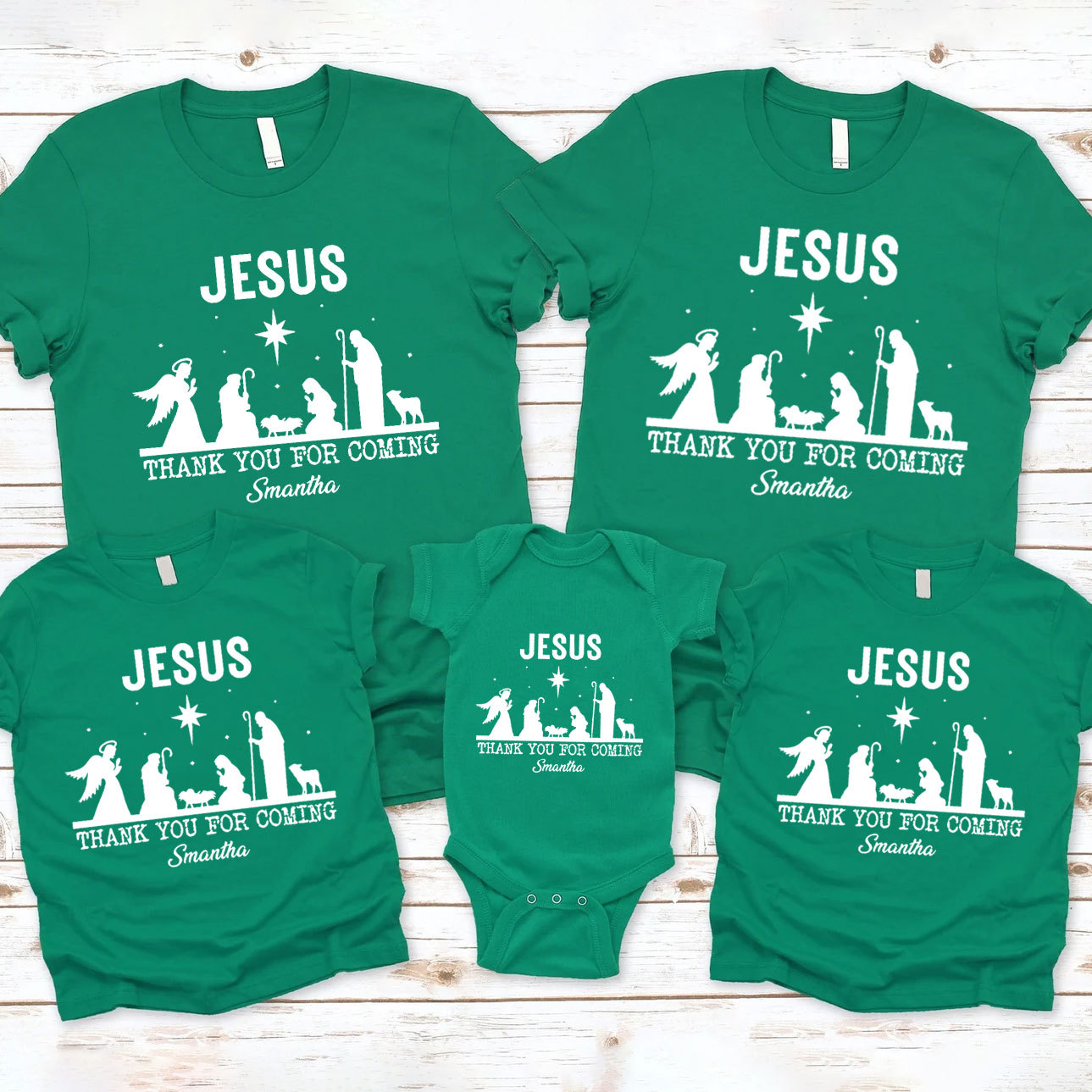 Personalized Jesus Thank You For Coming Christmas Family Matching Shirts