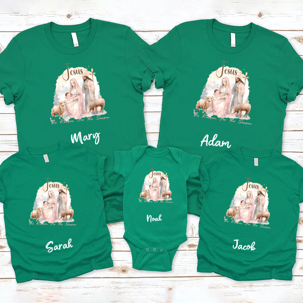 Personalized Jesus The Reason For The Season Christmas Family Matching Shirts