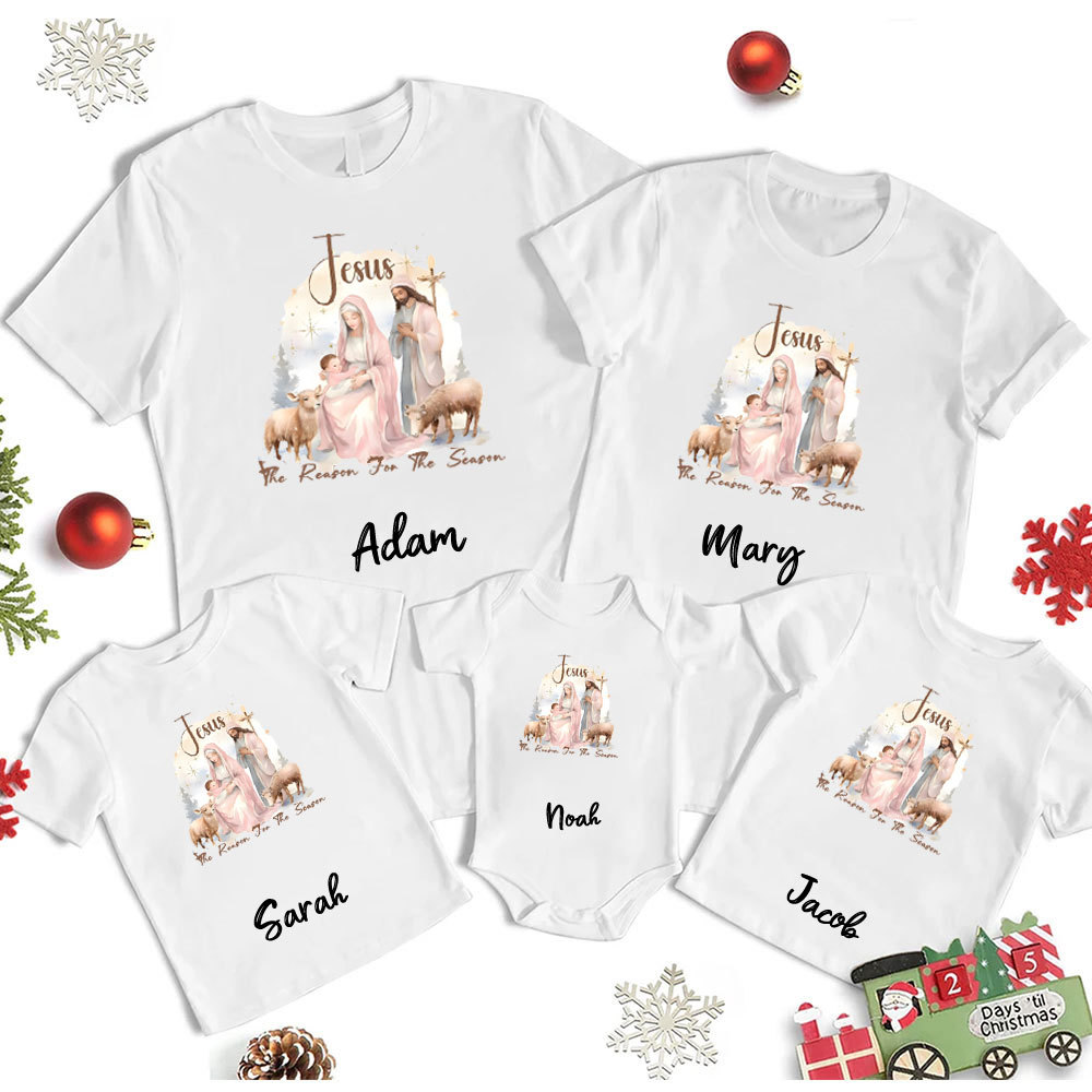 Personalized Jesus The Reason For The Season Christmas Family Matching Shirts