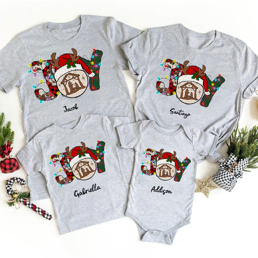 Personalized Joy Christmas Family Matching Shirts