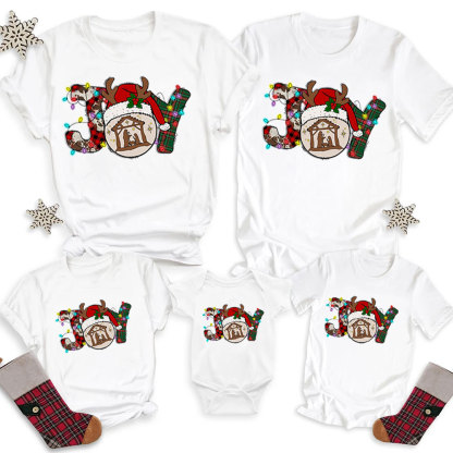 Personalized Joy Christmas Family Matching Shirts