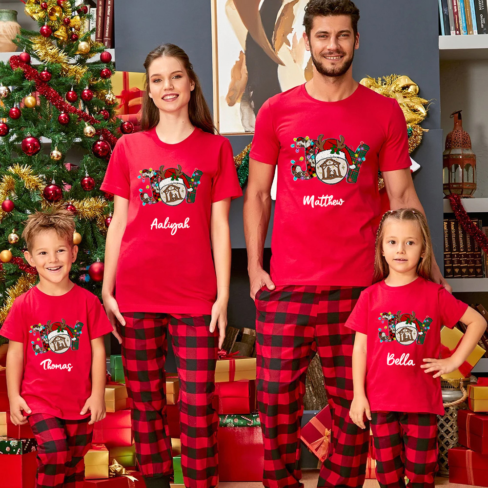 Personalized Joy Christmas Family Matching Shirts