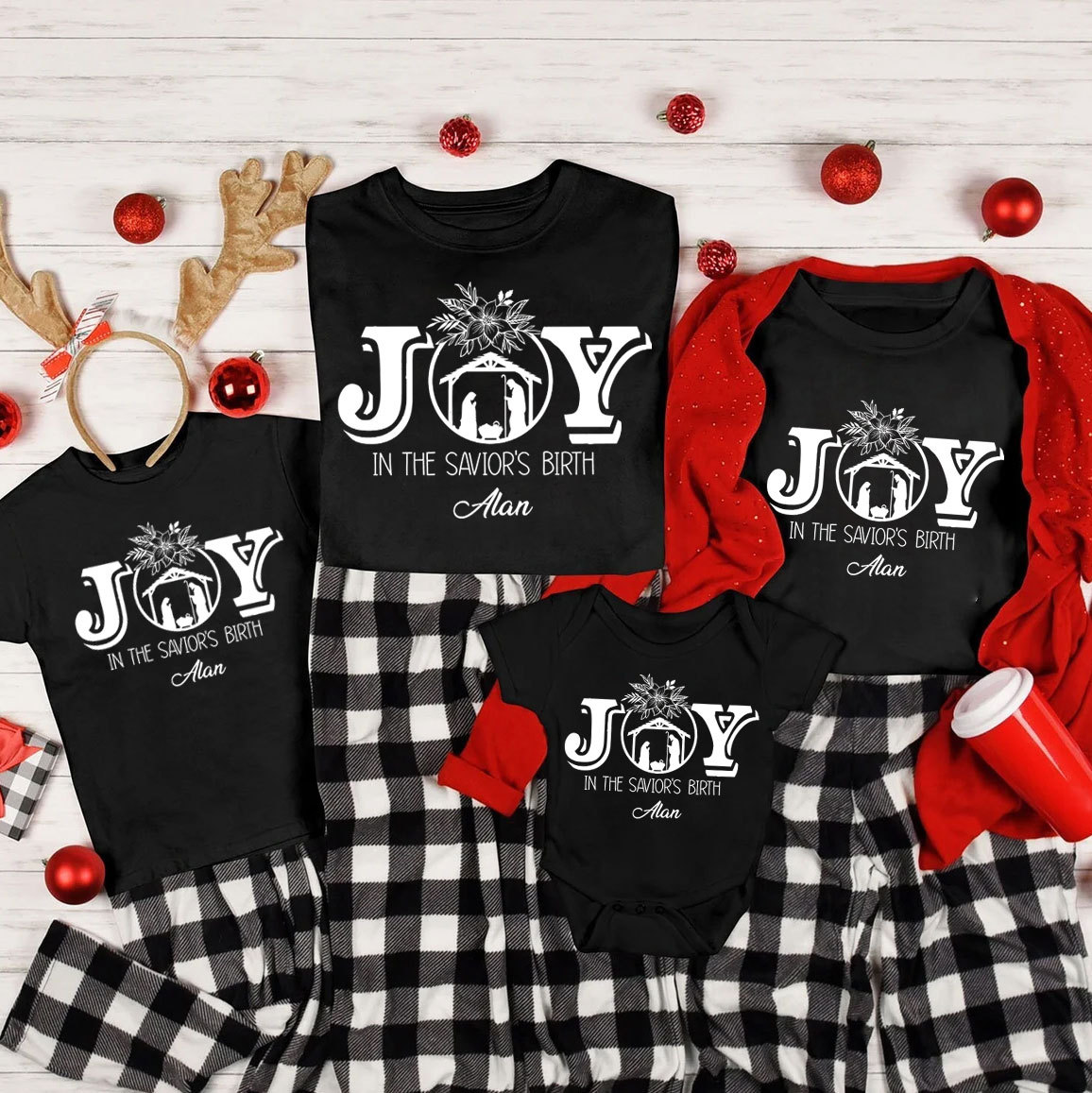 Personalized Joy In The Savior's Birth Christmas Family Matching Shirts 