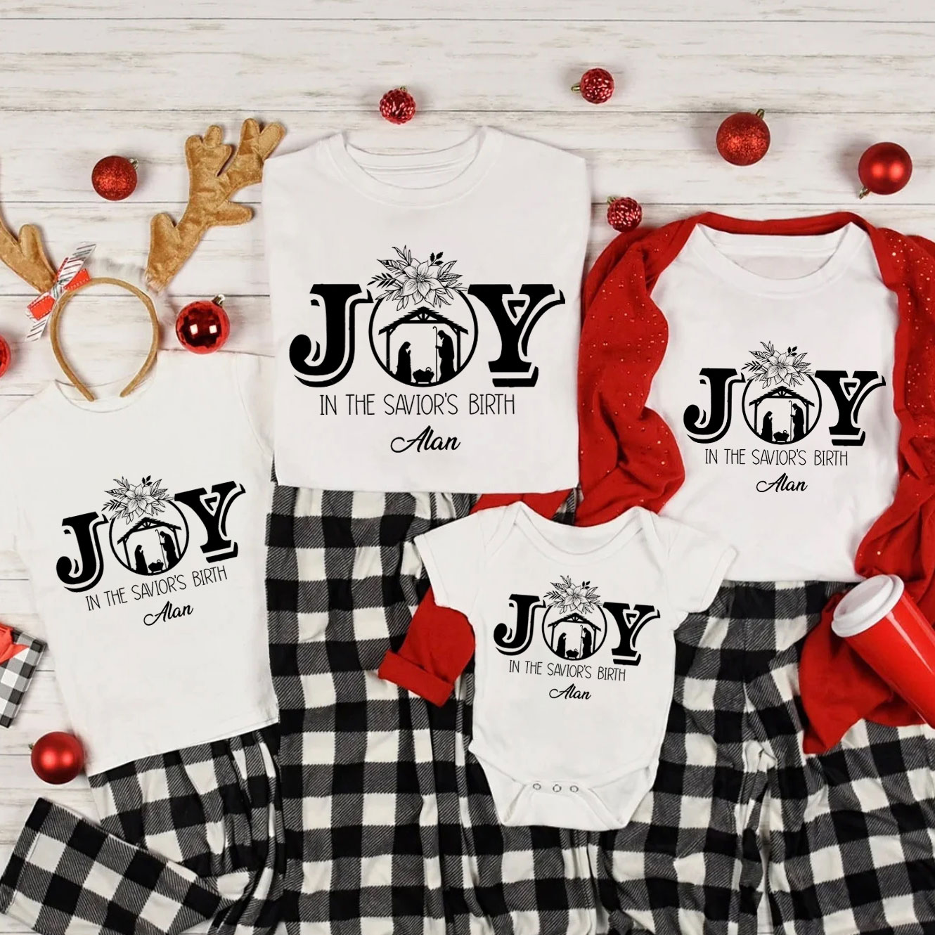 Personalized Joy In The Savior's Birth Christmas Family Matching Shirts 