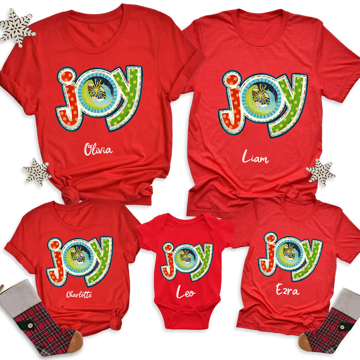 Personalized Joy Nativity Christian Christmas Family Matching Shirts