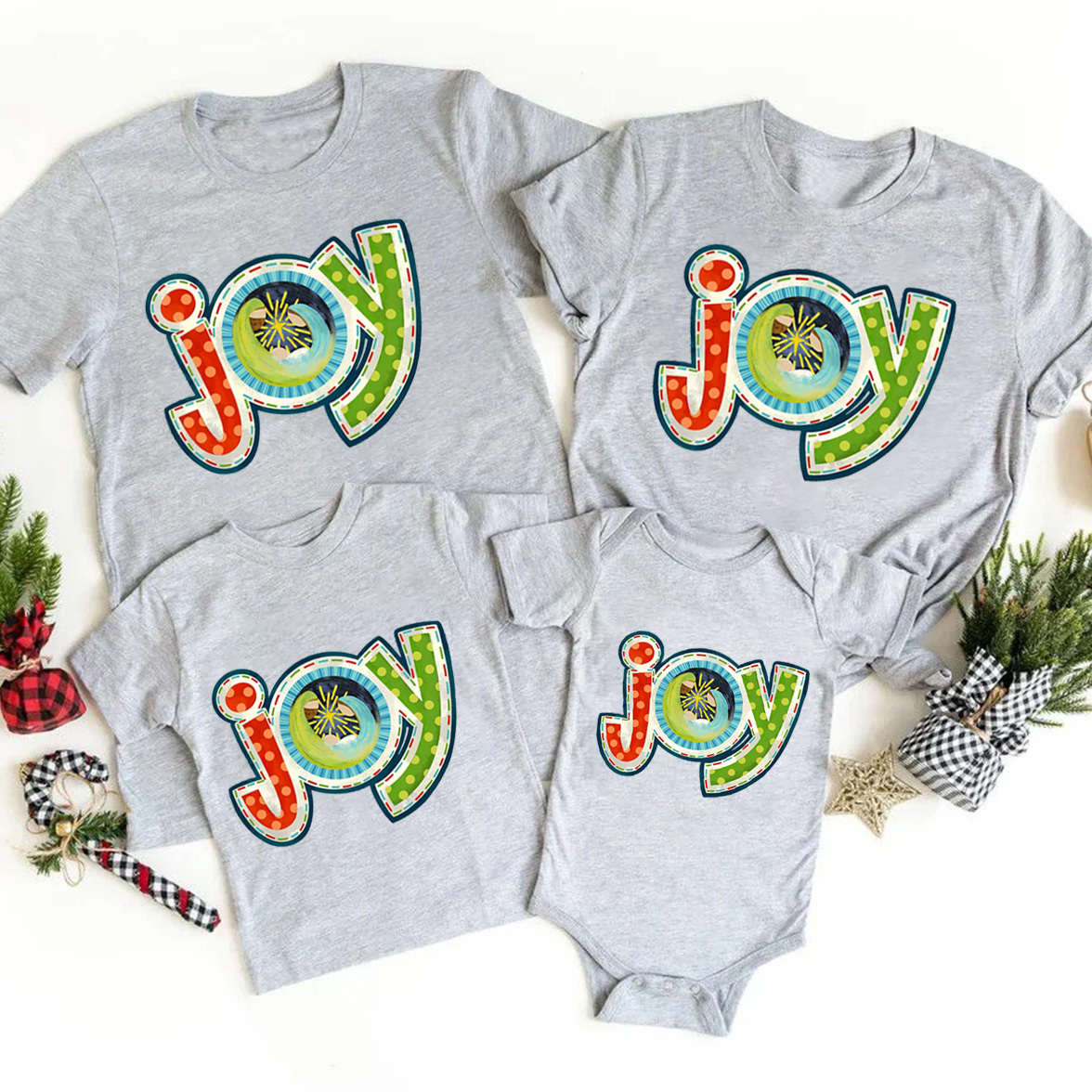 Personalized Joy Nativity Christian Christmas Family Matching Shirts
