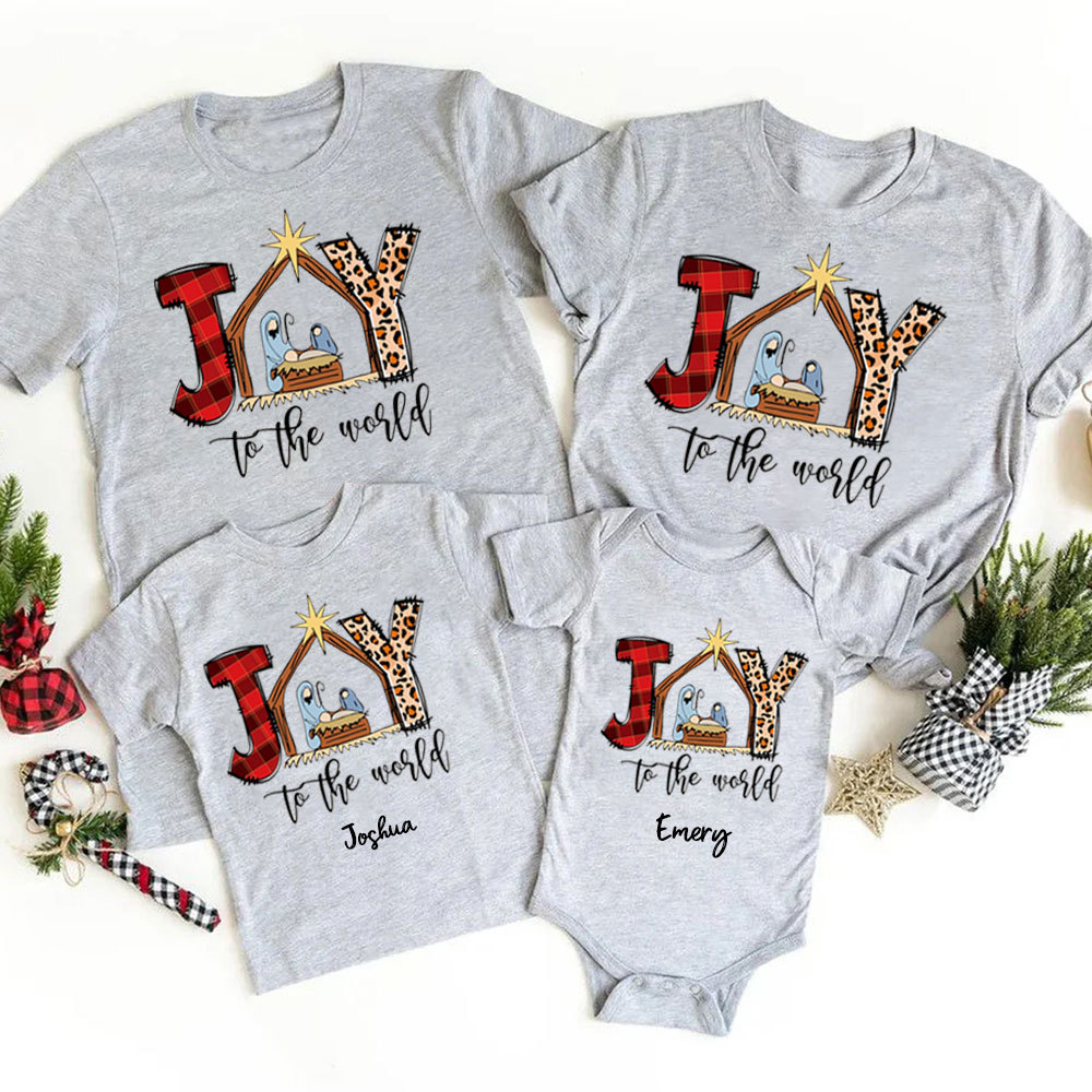Personalized Joy To The World Christmas Family Matching Shirts