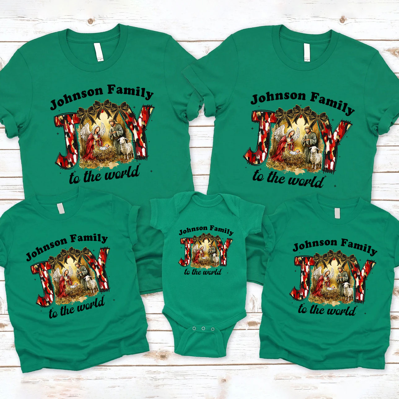 Personalized Joy To The World Christmas Family Matching Shirts