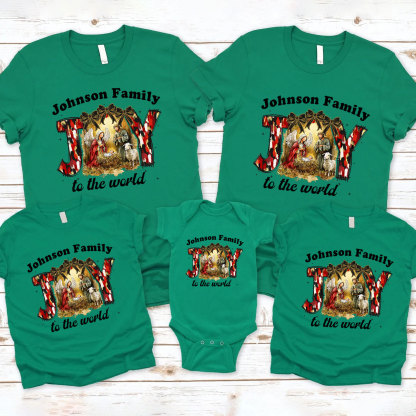 Personalized Joy To The World Christmas Family Matching Shirts