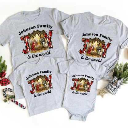 Personalized Joy To The World Christmas Family Matching Shirts