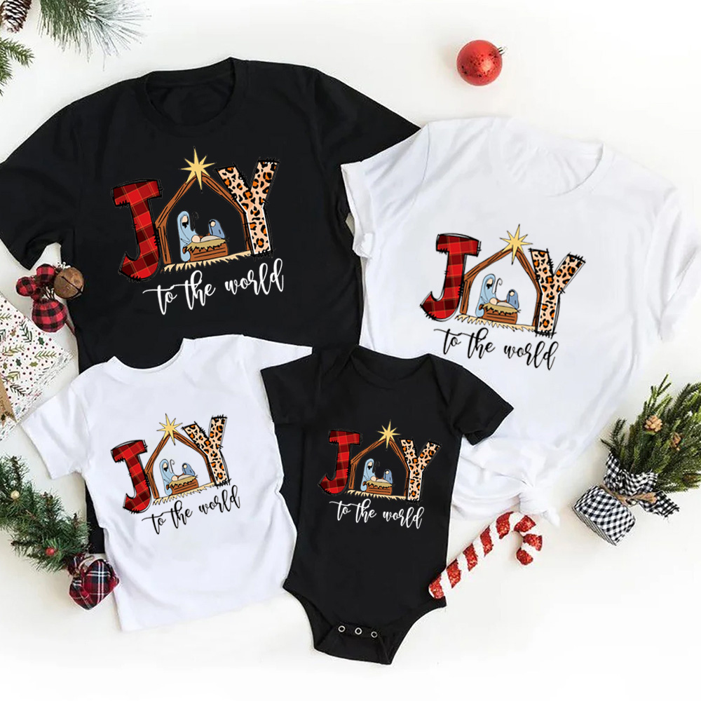 Personalized Joy To The World Christmas Family Matching Shirts