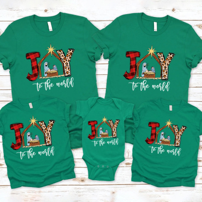 Personalized Joy To The World Christmas Family Matching Shirts
