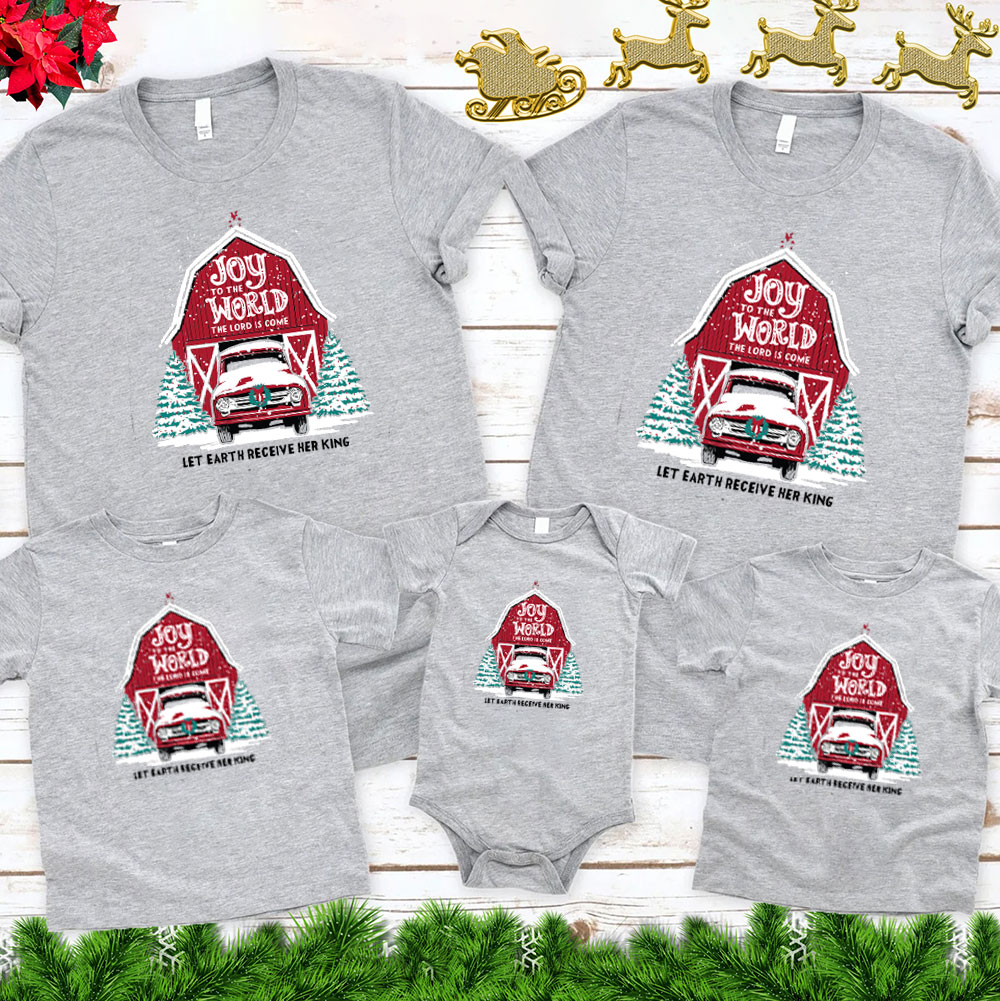 Joy To The World  Christmas Family Matching Shirts