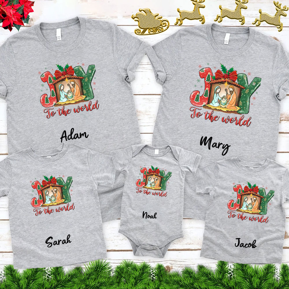 Personalized Joy To The World  Christmas Family Matching Shirts