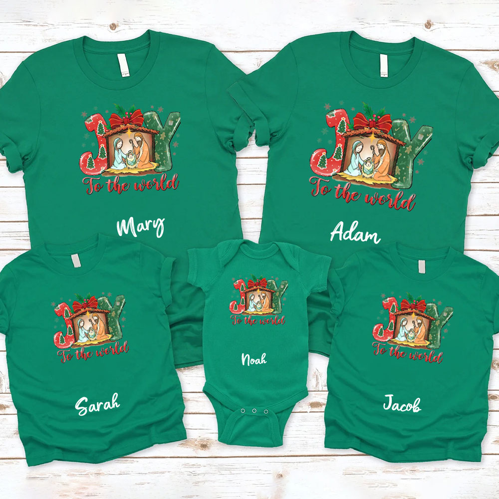Personalized Joy To The World  Christmas Family Matching Shirts