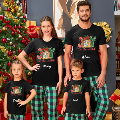 Personalized Joy To The World  Christmas Family Matching Shirts