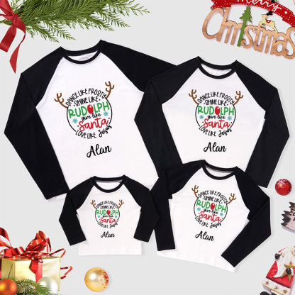 Personalized Love Like Jesus Christmas Letters Family Raglan Long Sleeve T-Shirt