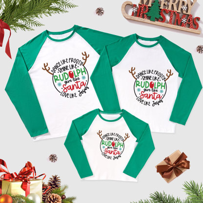 Personalized Love Like Jesus Christmas Letters Family Raglan Long Sleeve T-Shirt