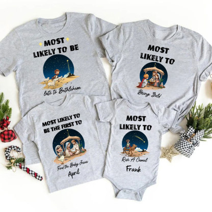 Personalized Most Likely To Christian Christmas Family Matching Shirts