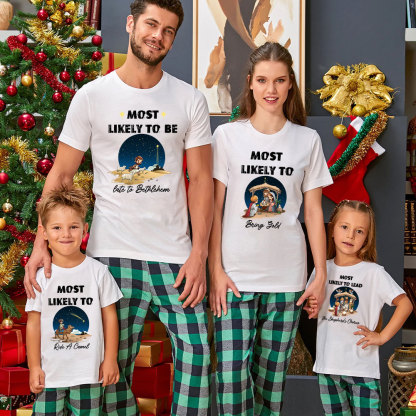 Personalized Most Likely To Christian Christmas Family Matching Shirts