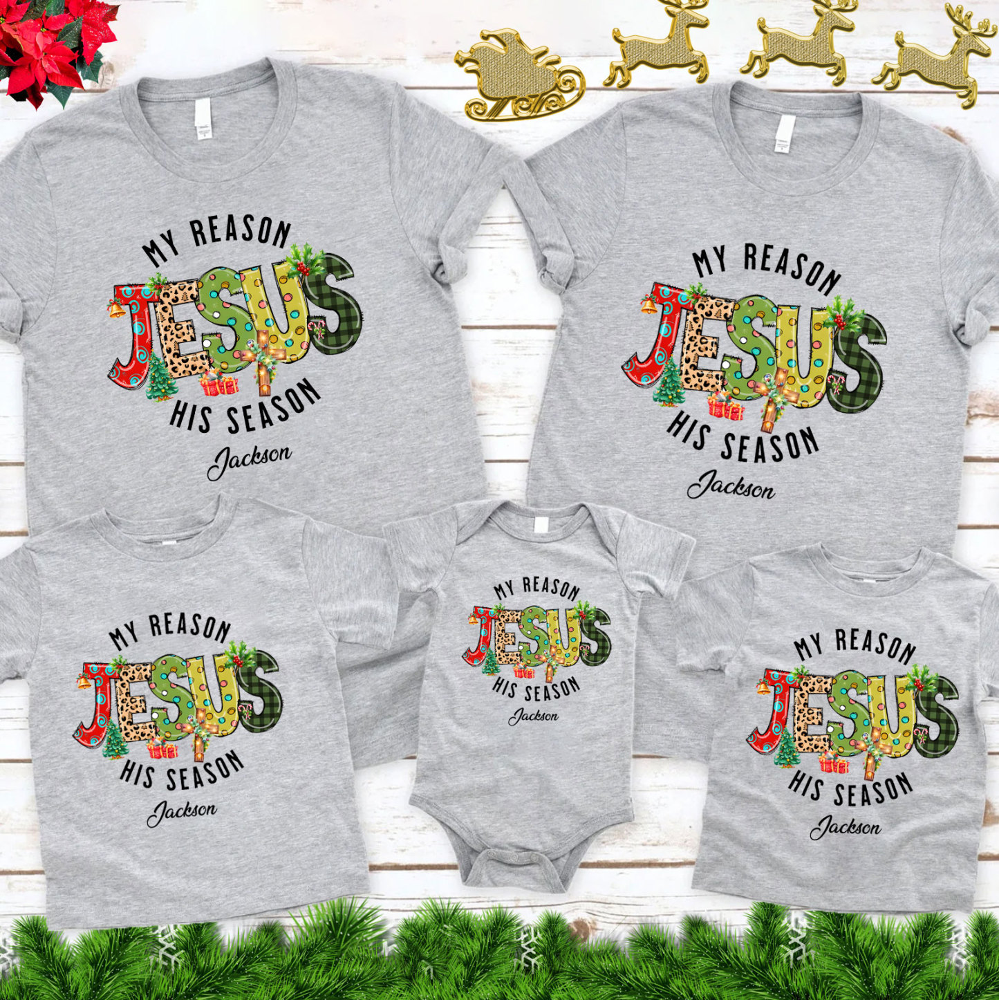 Personalized My Reason Jesus His Season Christian Family Matching Shirts 
