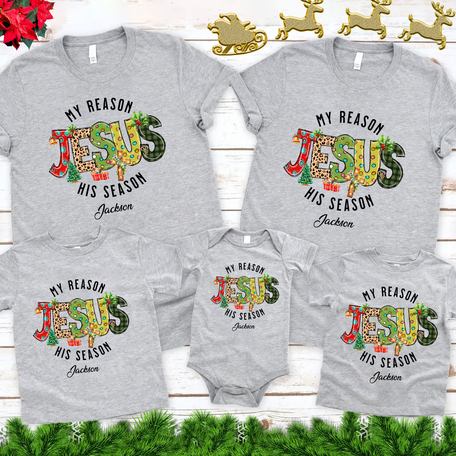 Personalized My Reason Jesus His Season Christian Family Matching Shirts 