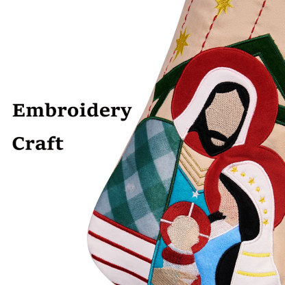 Personalized Name Embroidery Jesus Nativity Christian Christmas Stocking