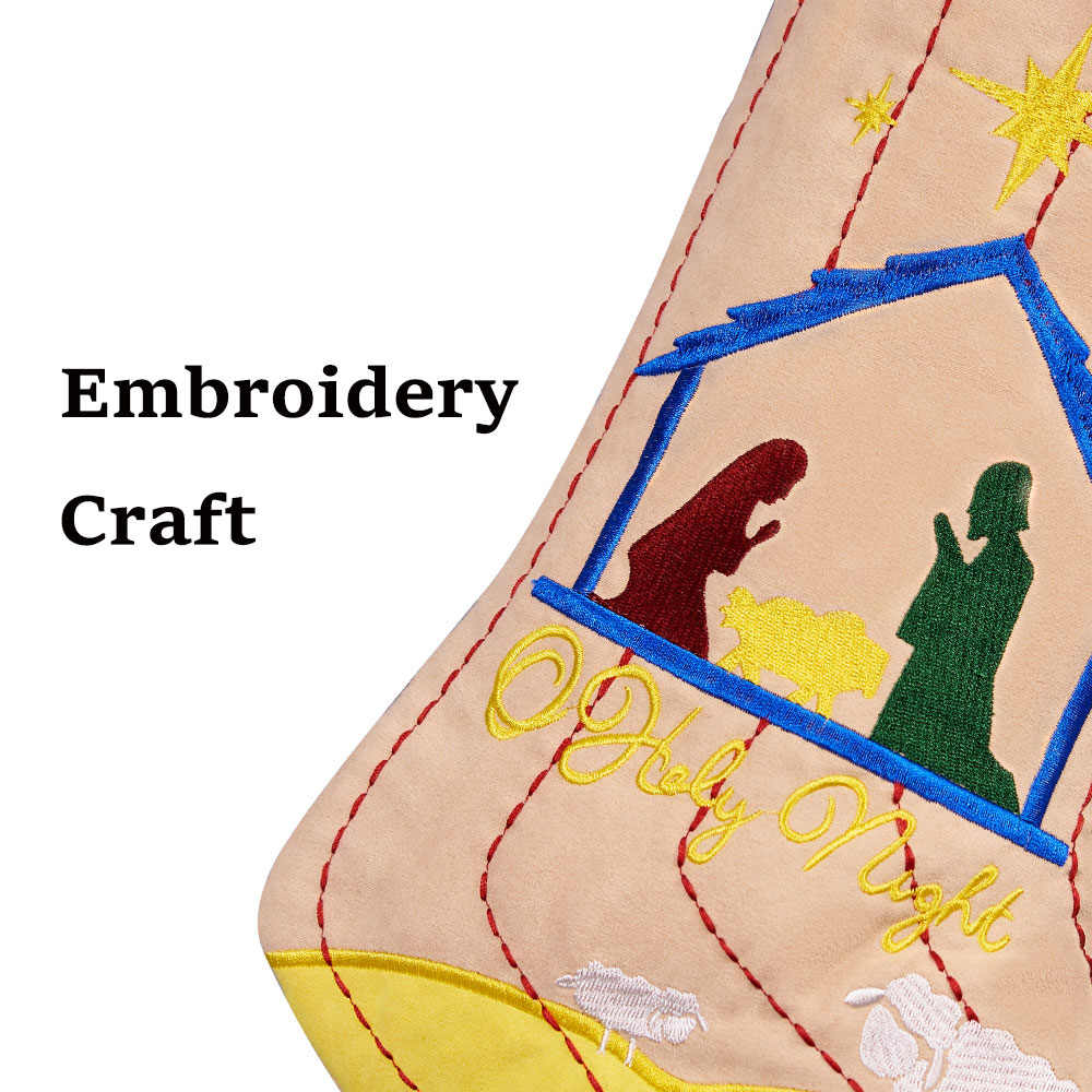 Personalized Name Embroidery Nativity Christian Christmas Stocking