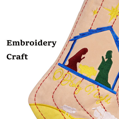 Personalized Name Embroidery Nativity Christian Christmas Stocking