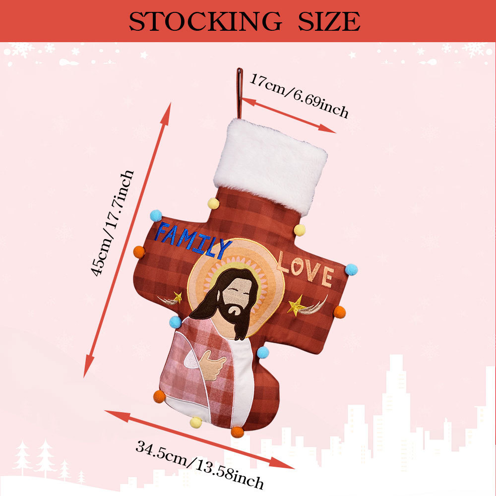 Personalized Name Jesus Cross Christian Christmas Stocking