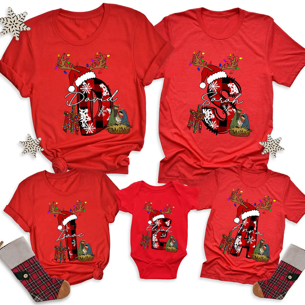 Personalized Name Nativity Christian Christmas Family Matching Shirts