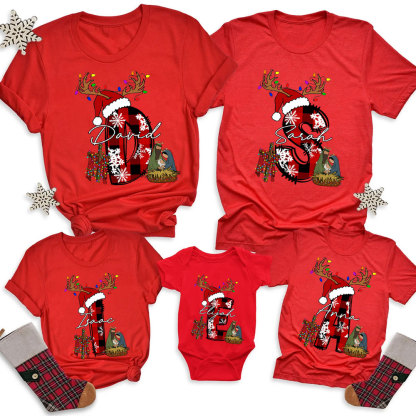Personalized Name Nativity Christian Christmas Family Matching Shirts