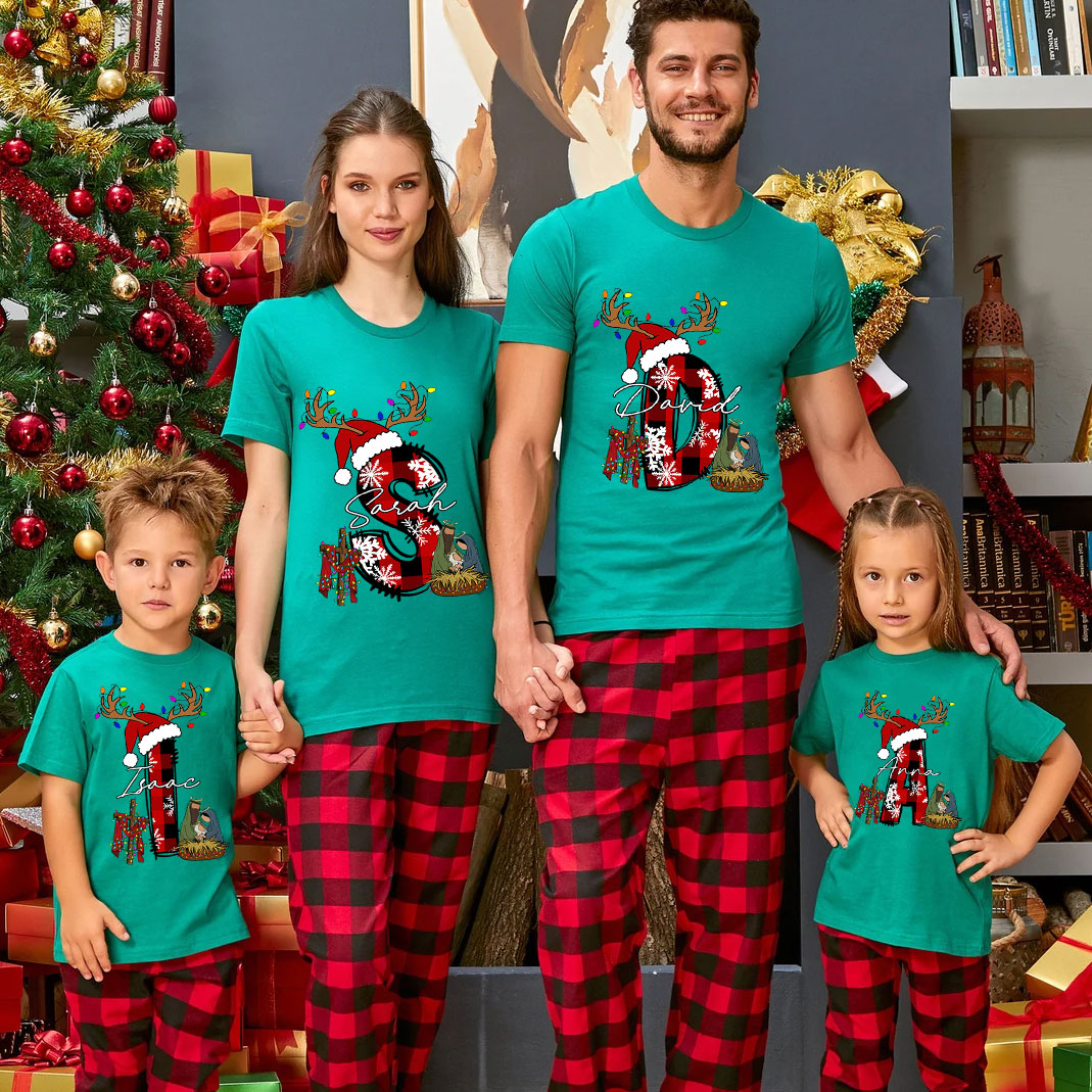 Personalized Name Nativity Christian Christmas Family Matching Shirts
