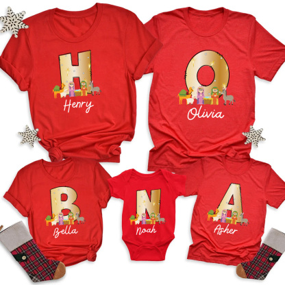 Personalized Name Nativity Scene Christian Christmas Family Matching Shirts