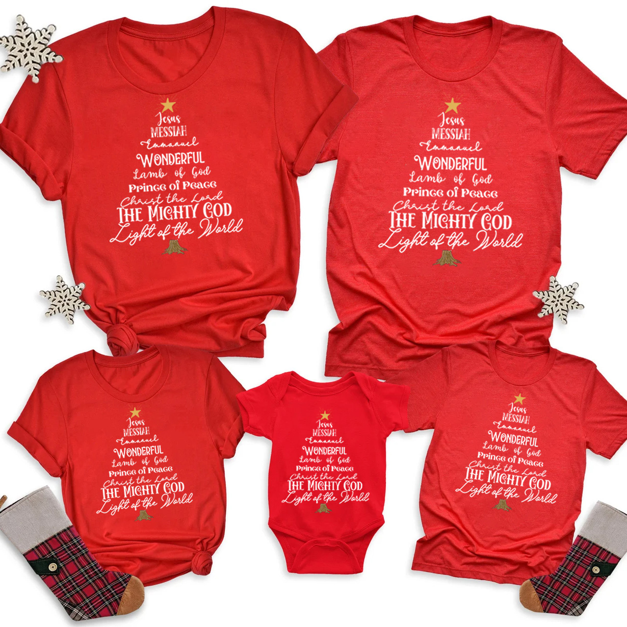 Personalized Name Of Jesus Christian Christmas Family Matching Shirts