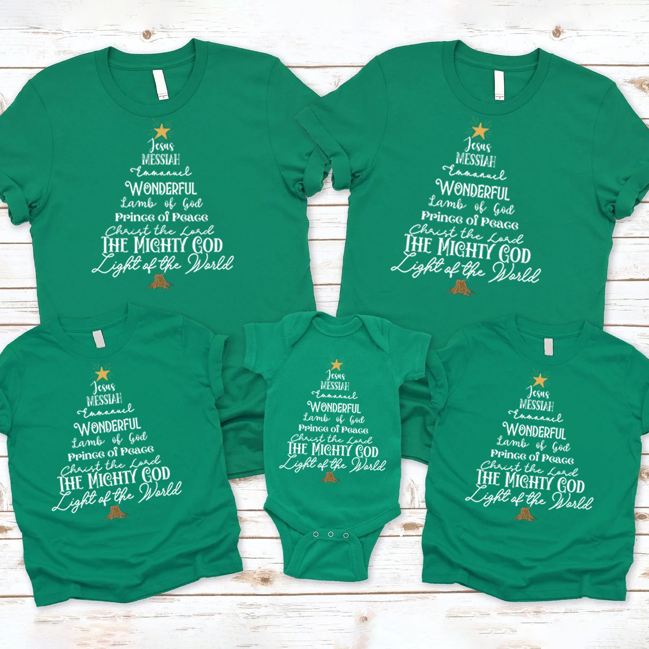 Personalized Name Of Jesus Christian Christmas Family Matching Shirts