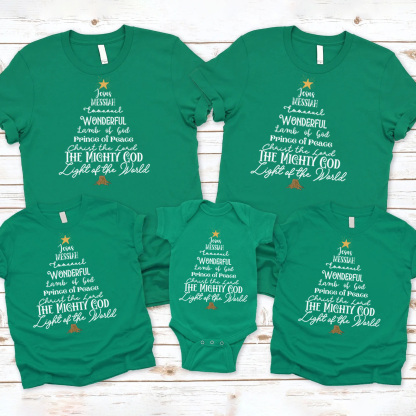 Personalized Name Of Jesus Christian Christmas Family Matching Shirts