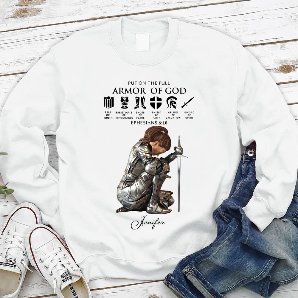 Personalized Name Put on the Full Armor of God Christian Sweatshirt