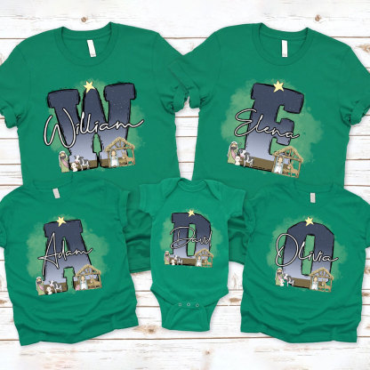 Personalized Nativity Scene Christian Christmas Family Matching Shirts