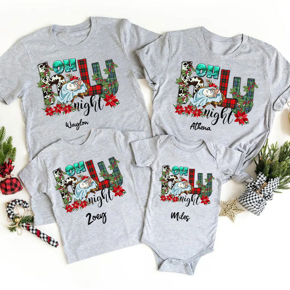 Personalized Oh Holy Night Christmas Family Matching Shirts