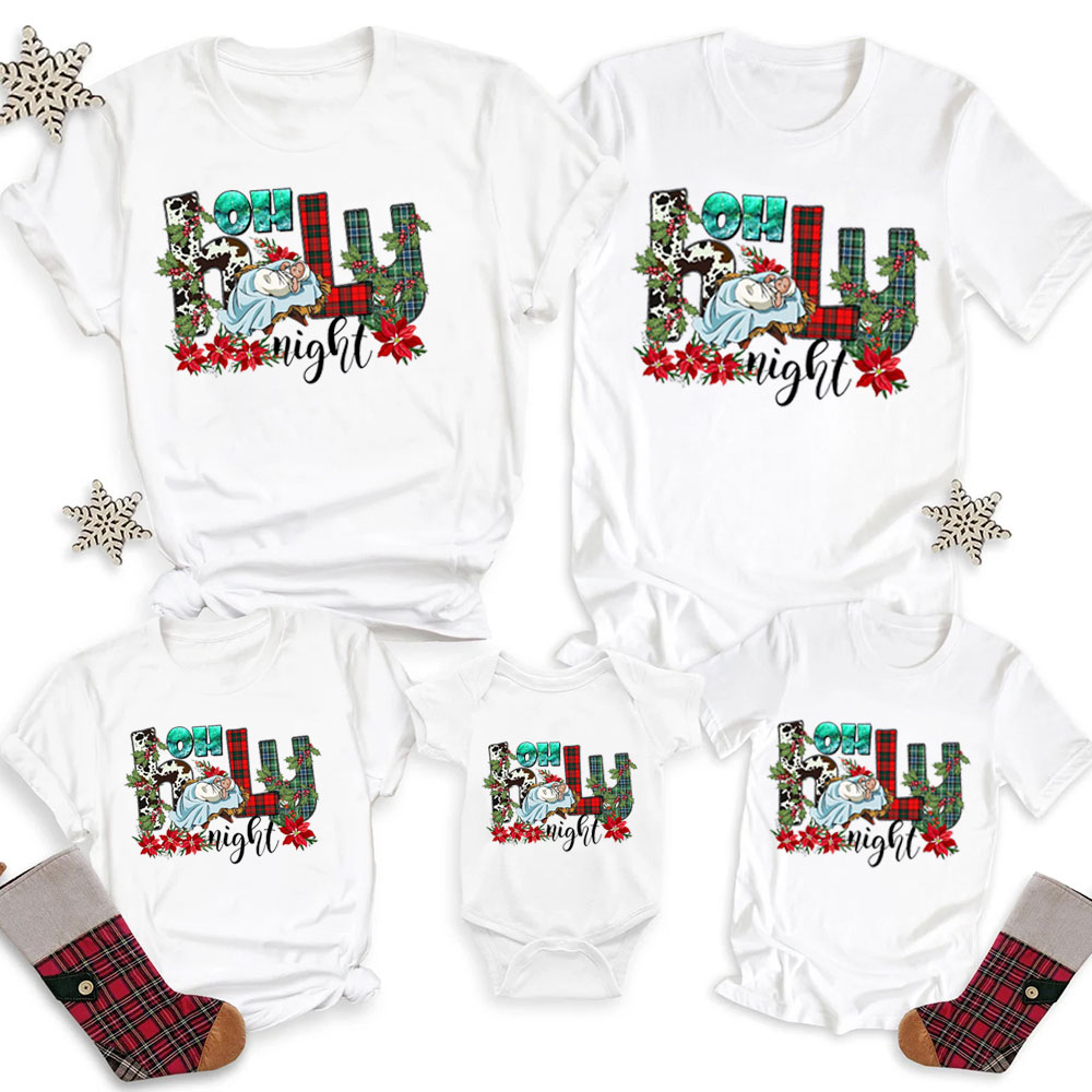 Personalized Oh Holy Night Christmas Family Matching Shirts