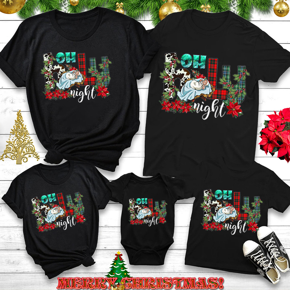 Personalized Oh Holy Night Christmas Family Matching Shirts