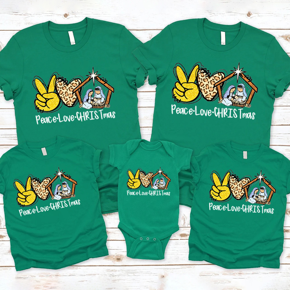Personalized Peace Love Christmas Family Matching Shirts